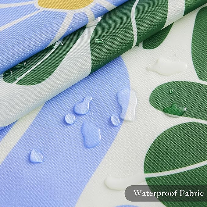 Ohocut Mid Century Modern Abstract Geometric Colorful Boho Shower Curtains for Bathroom, Cute Blue and Green Floral Retro Bathroom Shower Curtain, Waterproof Vintage Bath Curtain 72''x72''