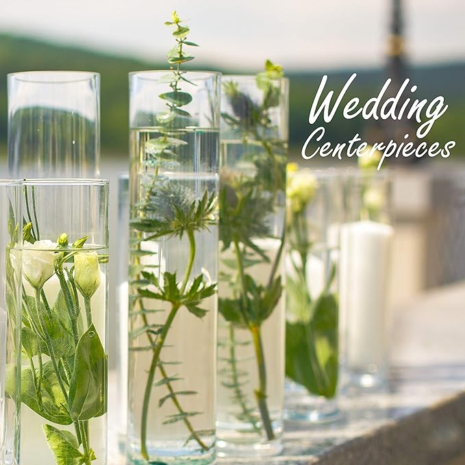 CYS EXCEL Cylinder Clear Glass Vase (H:26" D:6") | Multiple Size Choices Glass Flower Vase Centerpieces | Hurricane Floating Candle Holder Vase