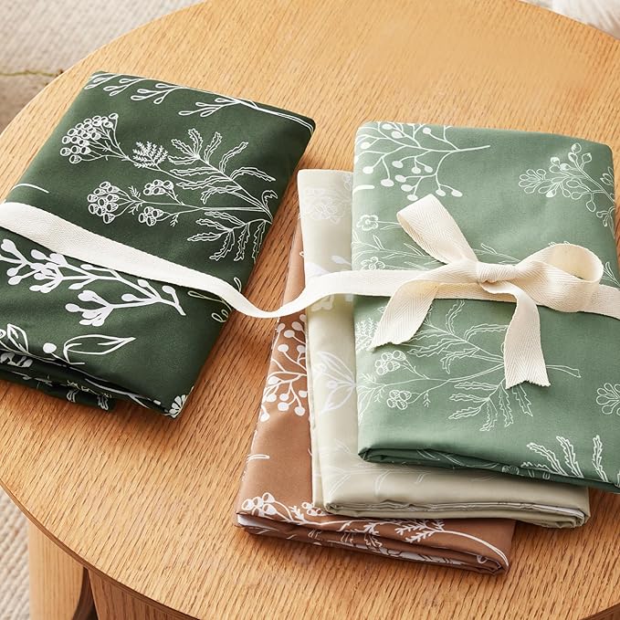 Bedsure Queen Comforter Set - Dark Olive Green Bed Set, 3 Pieces Cute Floral Bedding, 1 Soft Reversible Botanical Flowers Comforter and 2 Pillow Shams