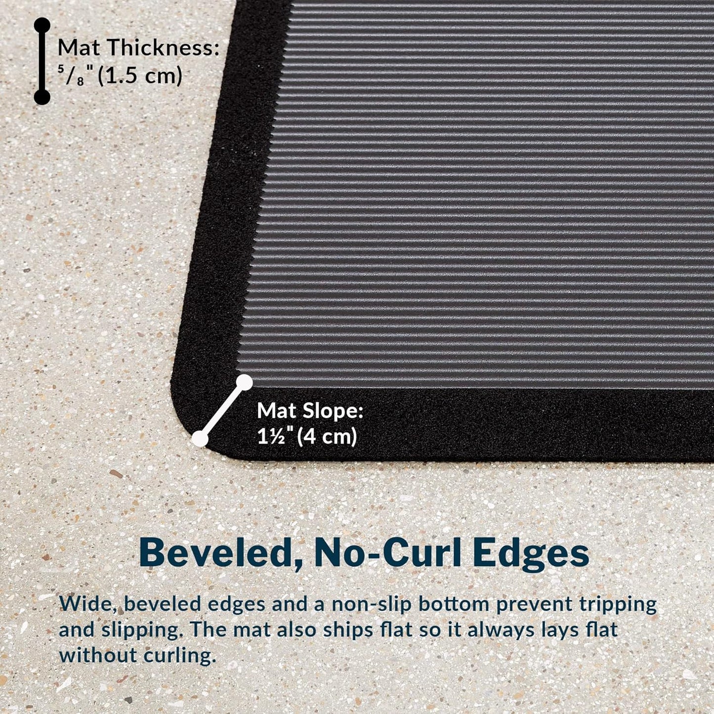 Vari Standing Mat - Anti-Fatigue Non-Slip Cushioned Mat for Standing Desks | 34x22 Inches - Black