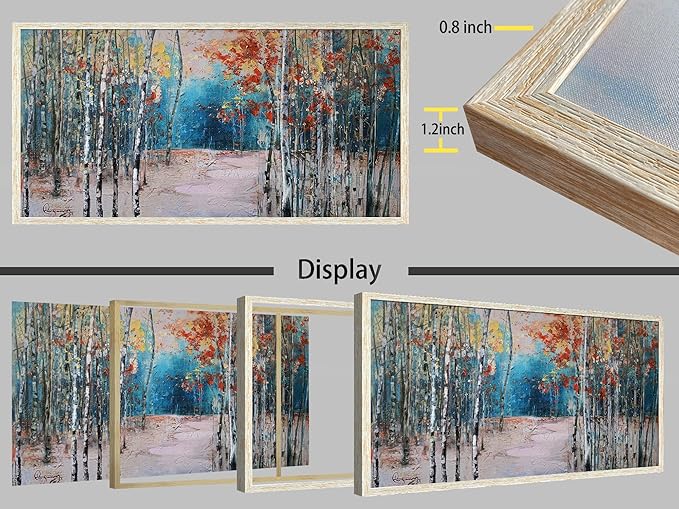 Ardemy Framed Birch Tree Canvas Wall Art for Living Room Large Forest Pictures Wall Decor Paintings Landscaper Nature Artwork Bedroom Dining Room Home Office, 40"x20"