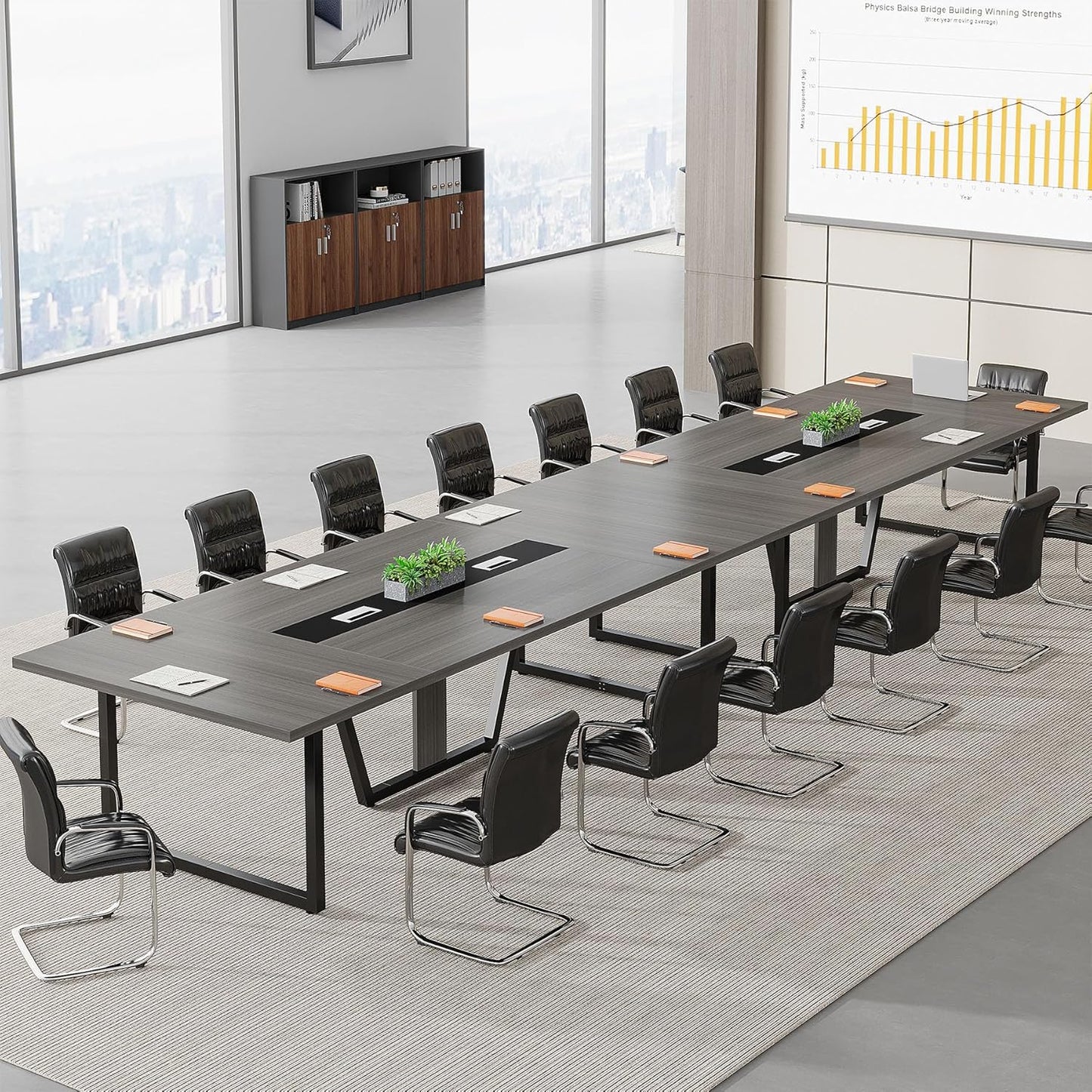 Tribesigns 8FT Conference Table Set - Large Wooden Meeting Table for 10 People | Durable Metal Frame