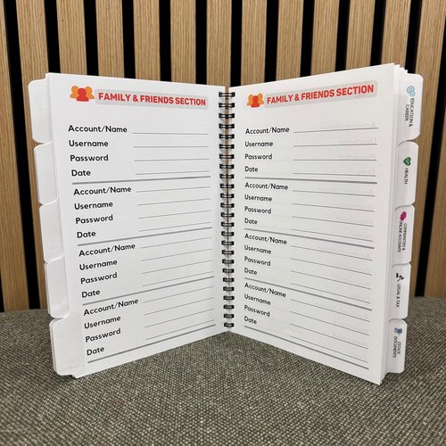 Nokbox Companion Password Book - Organized Password Keeper With Category Tabs for Easy Access