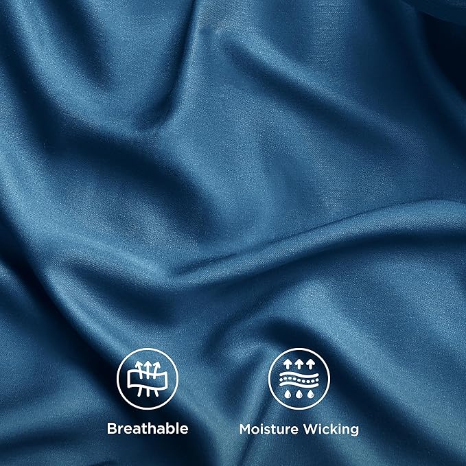 Bedsure King Size Sheets Set, Cooling Sheets for Hot Sleepers, Rayon Derived from Bamboo, Breathable & Soft, Deep Pocket Up to 16 Inches, Hotel Luxury Silky Bedding, Teal