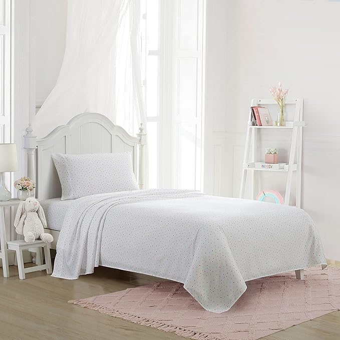 Laura Ashley Kids - Twin XL Sheet Set, Soft & Wrinkle-Resistant Toddler Bedding Set, Deep Pockets, Girl Bed Sheets with Matching Fitted Sheet & Pillowcase (Confetti Pink)