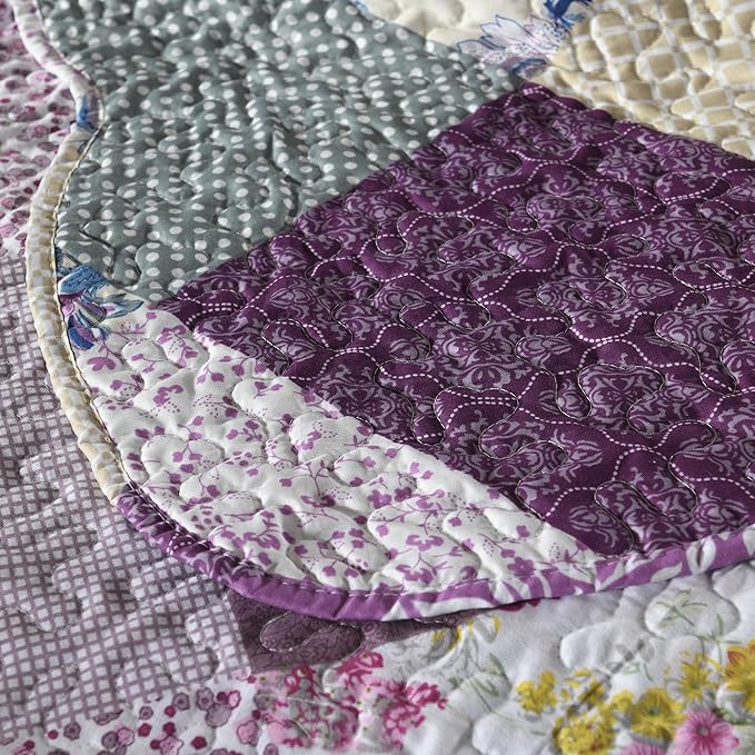 HoneiLife Quilt Set Twin Size - 2 Piece Microfiber Quilts Reversible Bedspreads Patchwork Coverlets Floral Bedding Set All Season Quilts, Late Spring