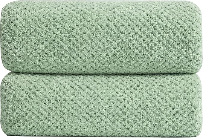 Smuge 2 Piece Hand Towels Set,100% Microfiber - Quick Dry, Thick, Soft, Plush and Highly Absorbent Luxury Hotel & Spa Bath Towel for Bathroom, Pack of 2 (Green)