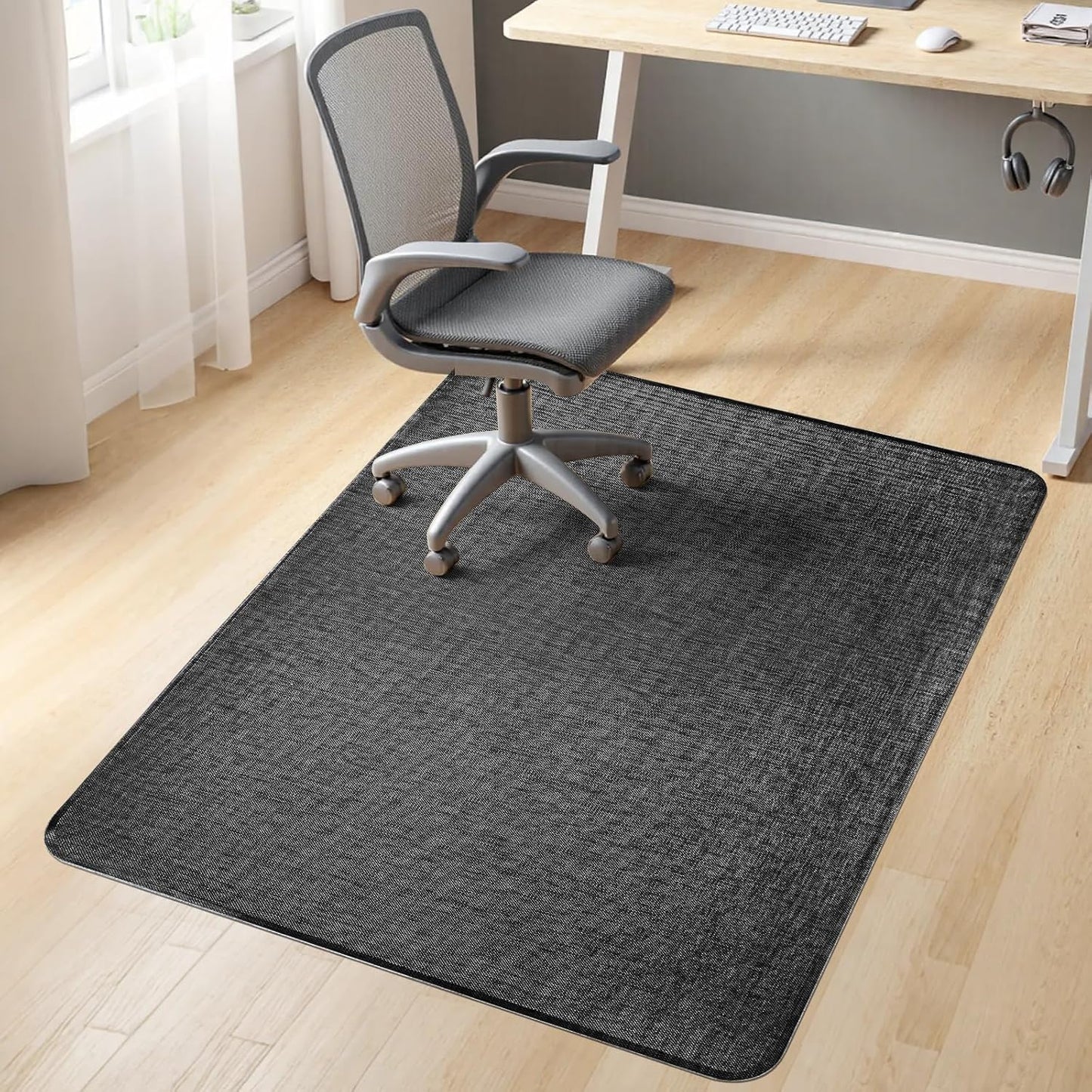 Sycoodeal Office Chair Mat - Heavy Duty Anti-Slip Floor Protector for Hardwood & Tile - Dark Black (48" x 60")