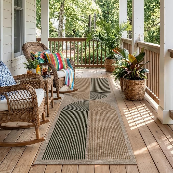 Lahome Enfys Modern Rainbow Easy Jute Rug, 2x6 Kitchen Runner Washable Rug Runners for Hallways Farmhouse Carpet, Non Slip Indoor Outdoor Runner Contemporary Door Mat for Laundry Porch