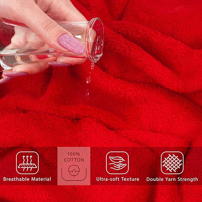Cotton Paradise 100% Cotton Turkish Towel, Soft Absorbent Quick Dry, 40x80 Oversized Bath Sheet Towel, Red