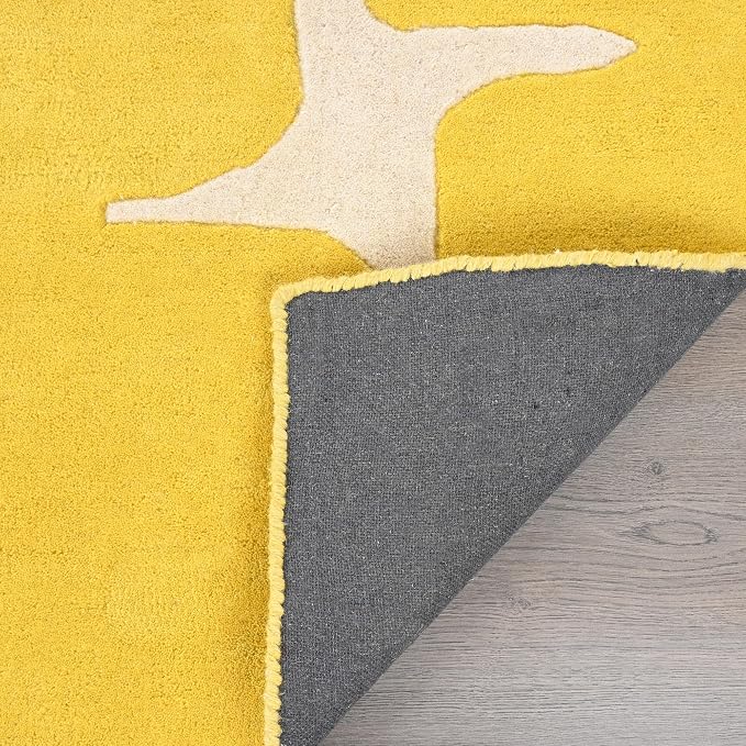 Restoration and Renovation Modern Wool Area Rug - Contemporary Abstract Geometric Design, Thick & Soft Hand-Tufted Carpet - Ideal for Indoor Decor in Living Room, Bedroom (Honey, 5' x 8')