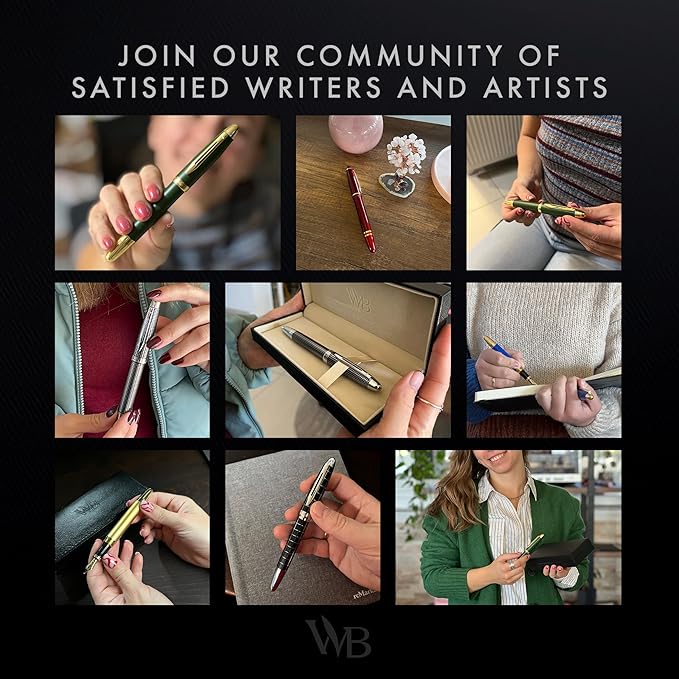 Wordsworth & Black Majesti Fountain Pen-(Silver), Luxury Case, 24K Gold Finish; 18K Gilded Medium Nib- Ink Cartridges, Refillable Ink Converter-Calligraphy Pen-Best Business Gift Set for Men & Women