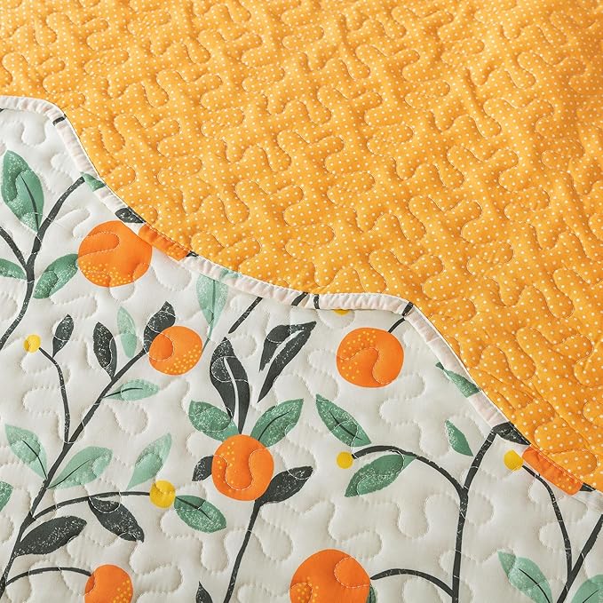HoneiLife Floral Quilt King Size - Wildflower Bedspreads 3-Piece, Fruit Quilt Sets for King Beds, Microfiber Coverlets Botanical Bed Cover King Quilt Bedding Sets for All Season Use