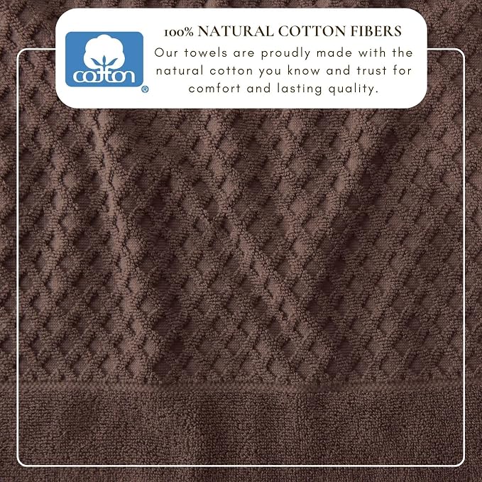 Great Bay Home Bath Towels - 100% Cotton 4 Pack 54x27 Bath Towel Set - Absorbent, Durable, Quick-Dry Towels for Bathroom (Chocolate)