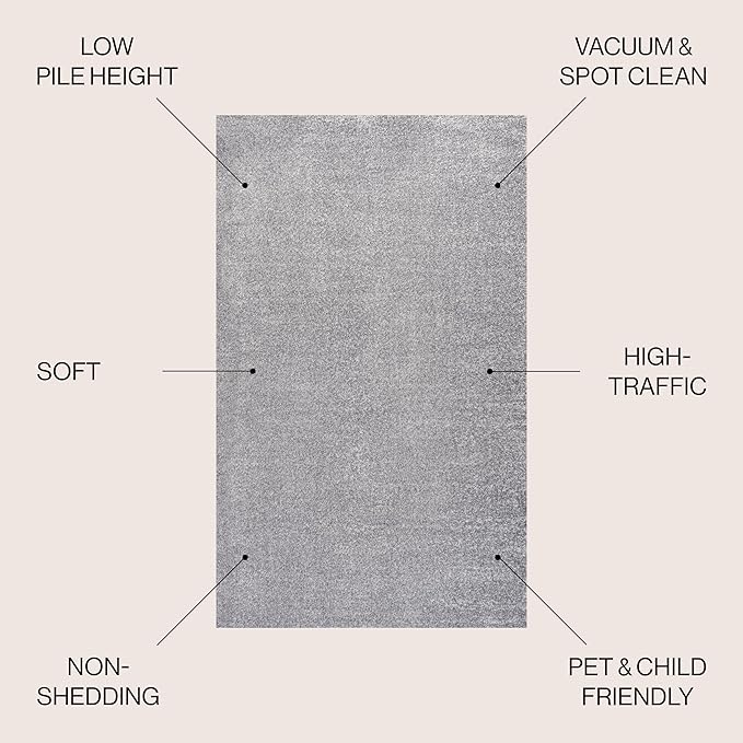 JONATHAN Y Haze Solid Low-Pile Gray Runner Rug 2x8, Coastal,Bohemian,Minimalist,Classic, Easy-Cleaning for Living Room,Bedroom,Kitchen,Pet Friendly,Non-Shedding (SEU100A-28)