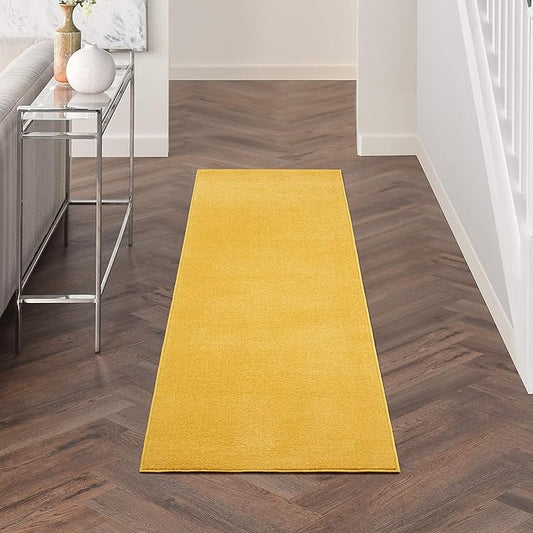 Nourison Home Nourison Essentials Yellow 2'2" x 7'6" Area Rug - Easy Clean, Non Shedding, Bed Room, Living Room, Dining Room, Kitchen (8' Runner)