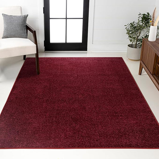 JONATHAN Y Haze Solid Low-Pile Dark Red Indoor Area Rug 6x9, Coastal,Bohemian,Minimalist,Classic, Easy-Cleaning for Living Room,Bedroom,Kitchen,Pet Friendly,Non-Shedding (SEU100Q-6)