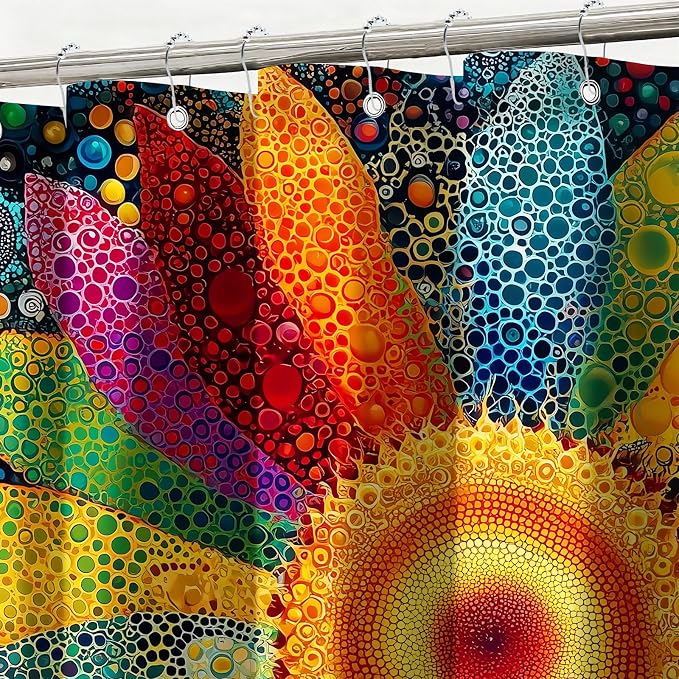 Vintage Floral Shower Curtain Vibrant Sunflowers Shower Curtains for Bathroom Waterproof Fabric Bath Curtain Decor with Hooks