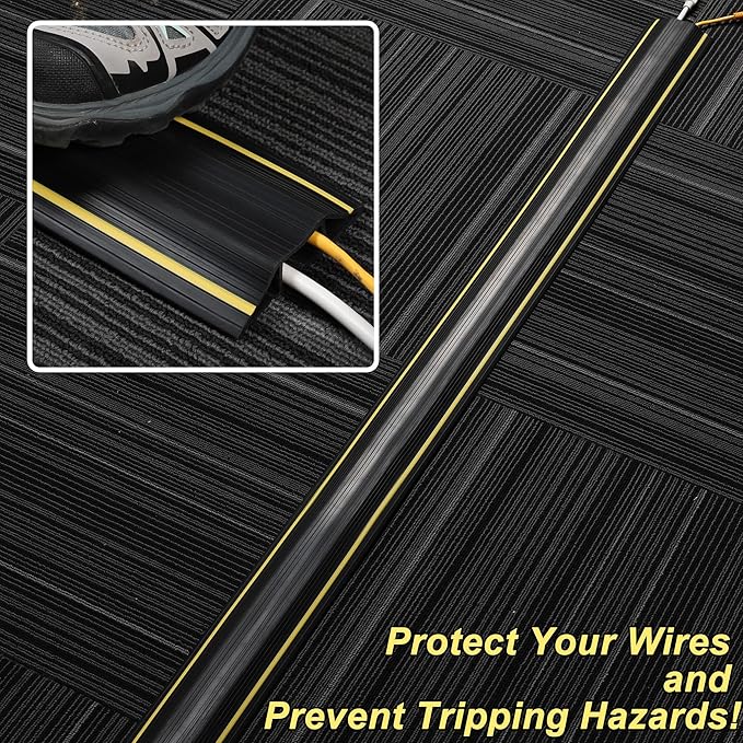 ZhiYo 4ft Cord Covers for Wires on Floor, Large Capacity Cord Hider Floor Wire Covers for Cords, Cable Protector Cable Management Prevent Cable Trips, for Home Office