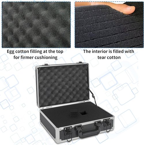 Hard Shell Carrying Case for Wireless Mic System & Camera Gear - Sturdy Aluminum Alloy, Customizable Foam, 14 Inch | Black