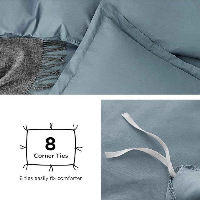 Bedsure Duvet Cover Twin/Twin XL Size - Extra Soft Double Brushed Bedding Set with Zipper Closure, 2 Pieces, Includes 1 Duvet Cover (68"x90") & 1 Pillow Sham, Comforter Not Included, Mineral Blue