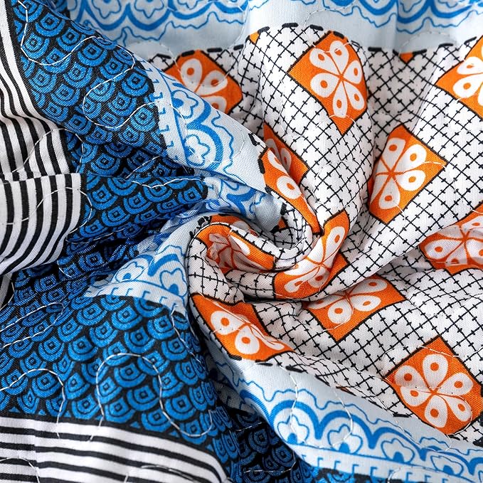 HoneiLife King Quilt Bedding Set - Rustic Quilt Sets 3-Piece,Patchwork Bedspreads for King Bed,Lightweight Coverlets Microfiber Bed Cover, Quilt King Size All Season Quilts-Orange