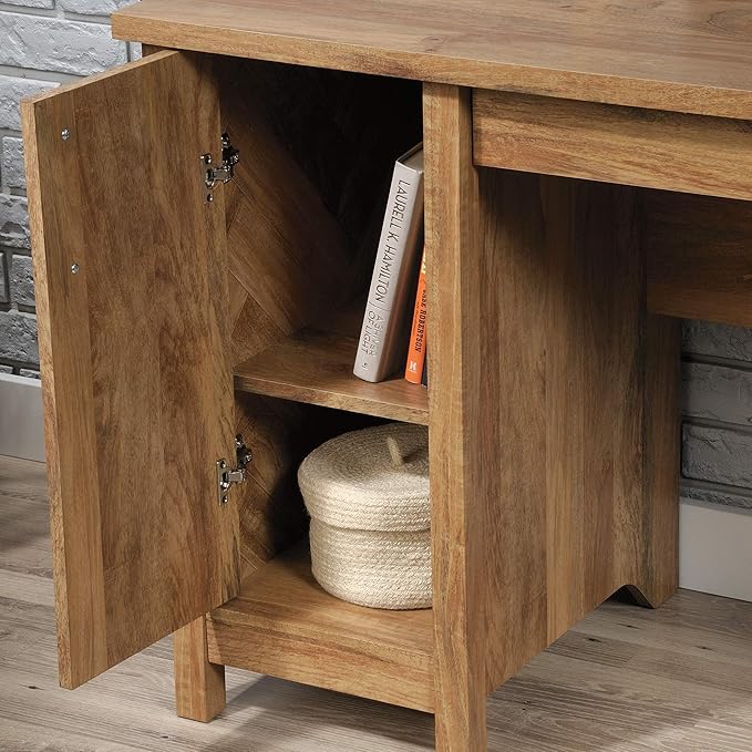 Sauder Cannery Bridge Computer Desk with Storage Drawers, Home Office Desk with File Cabinet Drawer, in Sindoori Mango