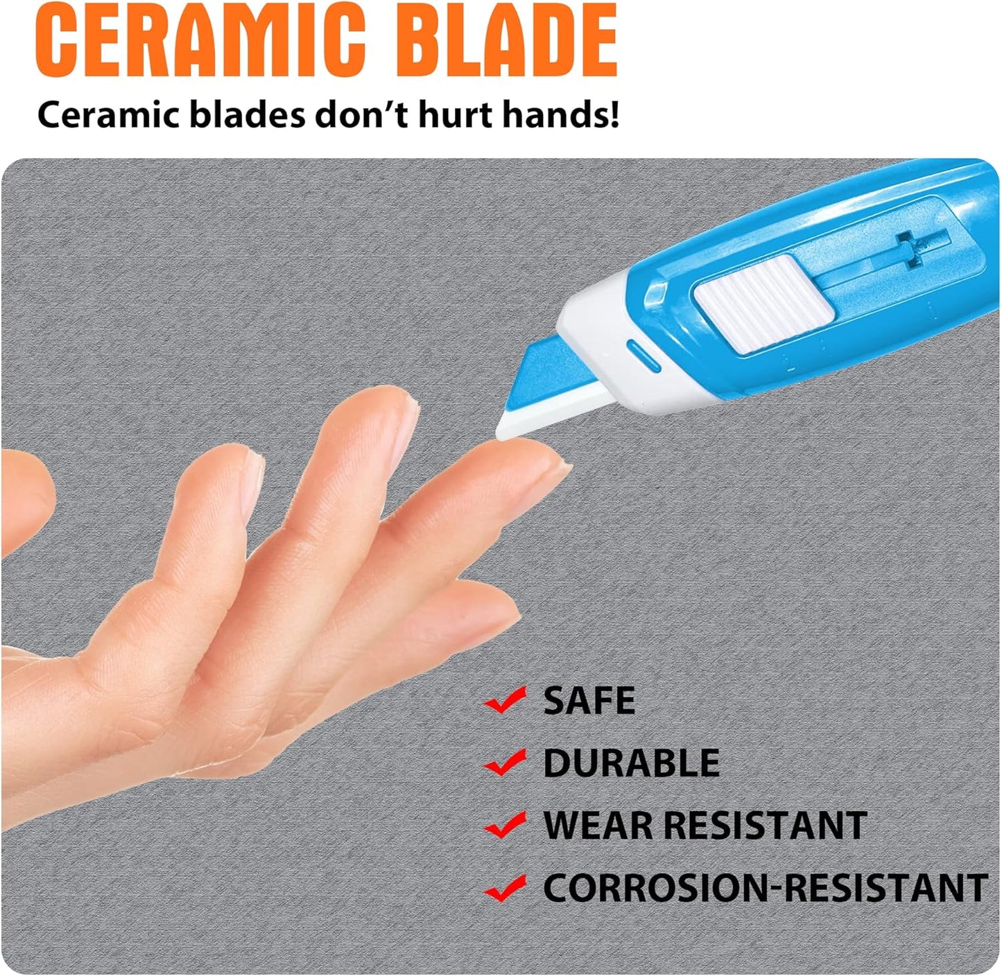 XW Ceramic Safety Box Cutter - Mini Magnetic Pocket Knife with Safety Lock | 4-Pack Set