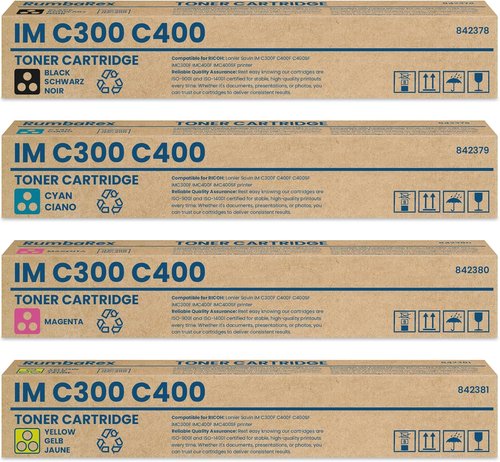 Ricoh IM C300 | Toner Cartridge 4-Pack - Black, Cyan, Magenta, Yellow Replacement for IMC300 & IMC400 Printers