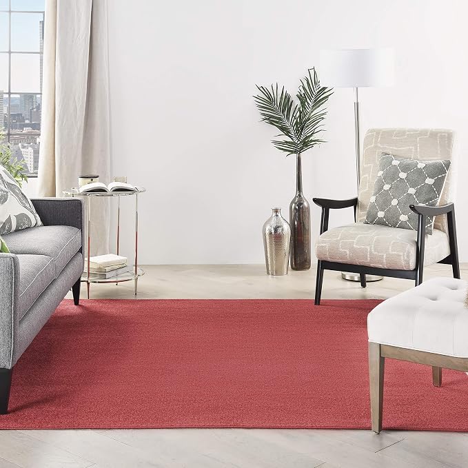 Nourison Home Nourison Essentials Brick Red 7' x Square Area Rug - Easy Clean, Non Shedding, Bed Room, Living Room, Dining Room, Kitchen (7' x Square)