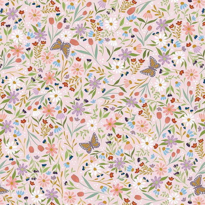 Jillson Roberts Bulk Gift Wrap, Everyday Gift Wrapping Supplies, Delicate Floral 1/4 Ream 208 feet x 24 inches