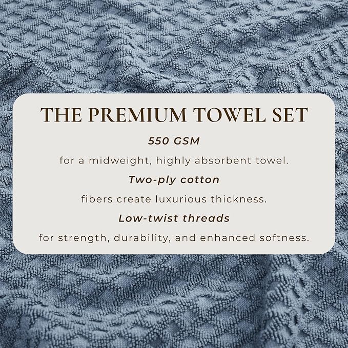 Great Bay Home Blue Washcloths - 100% Cotton 6 Pack 13x13 Washcloth Set - Absorbent, Durable, Quick-Dry Face Towels for Bathroom (Chambray Blue)