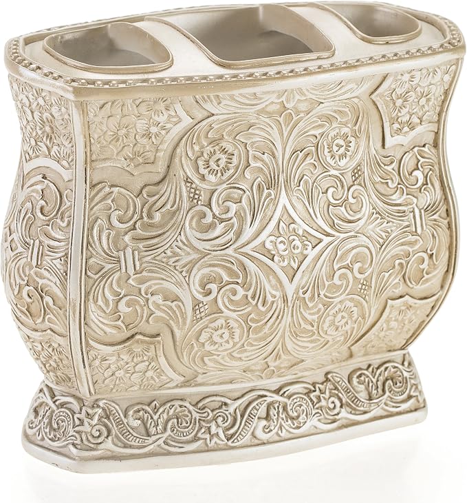 Creative Scents Victoria Beige Toothbrush and Toothpaste Holder for Bathroom