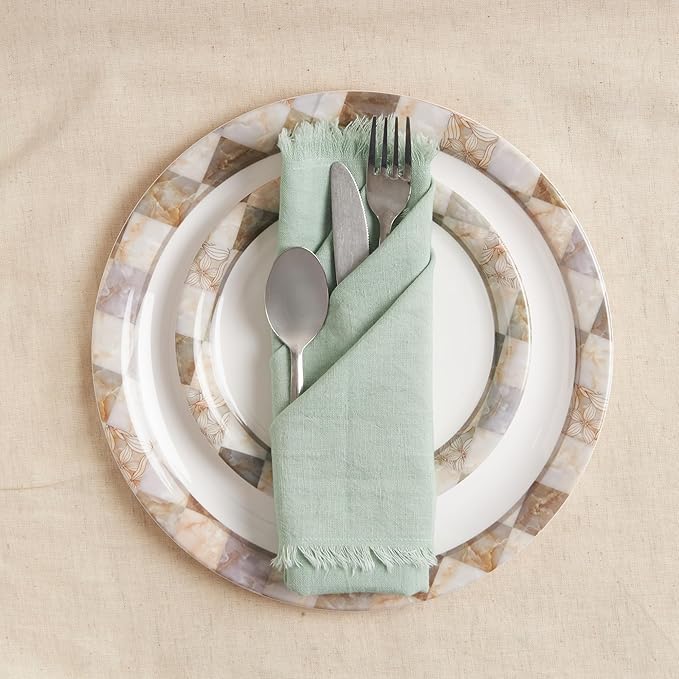 ACCENTHOME Teal Cotton Linen Napkin Set of 12 18x18 inch Dinner Napkins - Washable Soft Premium Hotel Quality Reusable Hemmed Edges Napkins Perfect Table Linens for Family Dinners, Weddings
