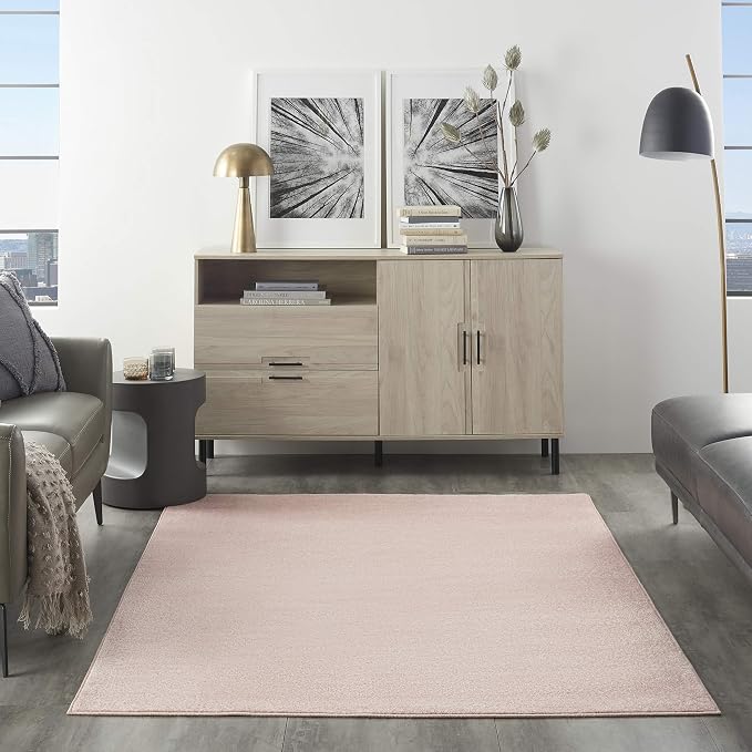 Nourison Home Nourison Essentials Pink 6' x 9' Area Rug - Easy Clean, Non Shedding, Bed Room, Living Room, Dining Room, Kitchen (6' x 9')