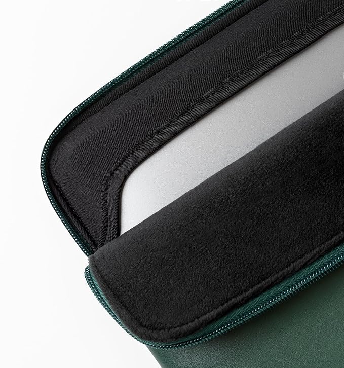 Comfyable Slim Protective Laptop Sleeve Compatible with 13/13.3/14 Inch MacBook Air & MacBook Pro, Mac Travel Case, Laptop Pouch, Slim PU Leather Cover M5/M4/M3/M2/M1 2025-2021, Midnight Green