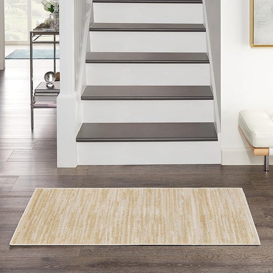 Nourison Home Nourison Essentials Ivory Gold 3' x 5' Area Rug - Easy Clean, Non Shedding, Bed Room, Living Room, Dining Room, Kitchen (3' x 5')