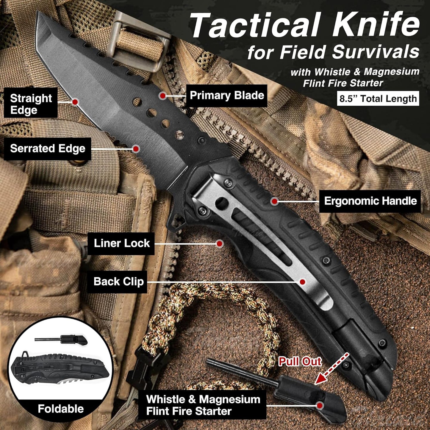 Survival First Aid Kit - Tactical Military Combat IFAK with Israeli Bandage & Tourniquet | Black