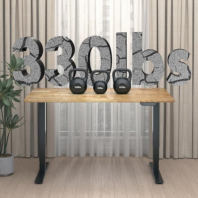 FLEXISPOT E6 MAX Rubber Wood Dual Motor 3 Stages Standing Desk 71x30 Inch Whole-Piece Board Electric Height Adjustable Stand Up Desk 150KG Load Capacity(Black Frame + Rubber Wood Desktop)