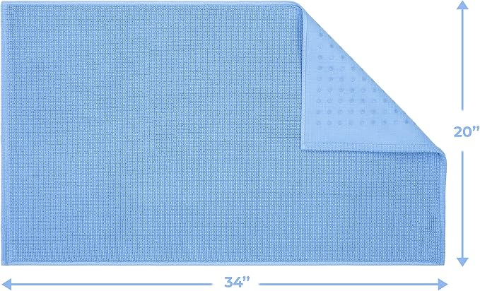 Cotton Paradise 100% Cotton Turkish Bathmat Rug, Soft Absorbent Quick Dry Non Slip, 20x34 Bathmat Rug, Sky Blue