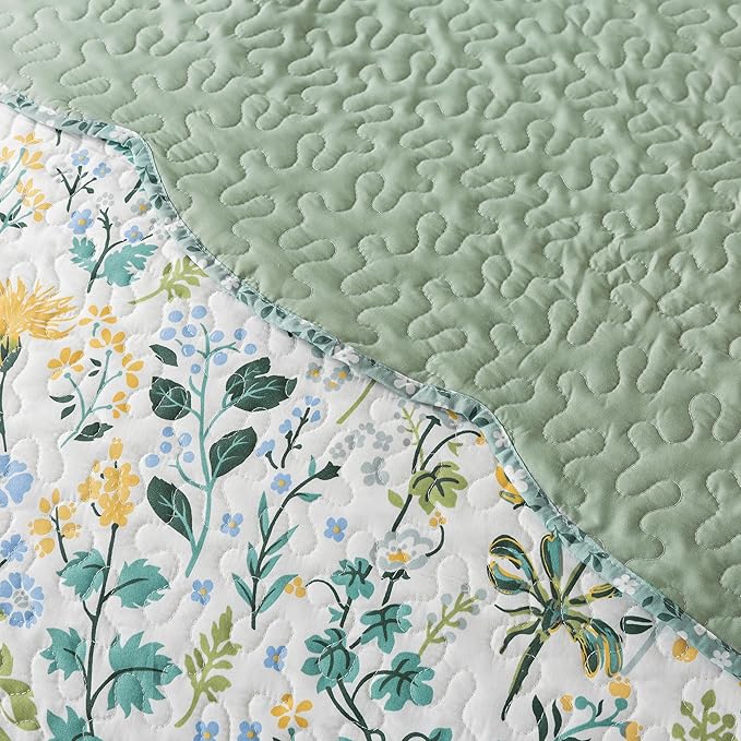 HoneiLife Oversized Queen Bedspread - Floral Quilt Sets 106"x106",3-Piece Lightweight Bedspreads Microfiber Coverlets Queen Quilt Bedding Sets Wildflower Quilts for All Season Use