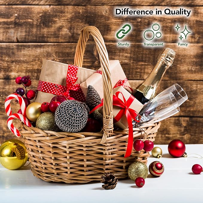 Seal Fresh Extra Large Cellophane Gift Bags 40 x 50 Inch (25 Pack) — Clear Basket Wrap Bags for Gift Baskets, Holiday Packaging, Party Favors, DIY Gifts (Ribbon & Basket Not Included)