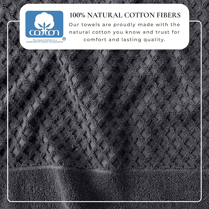 Great Bay Home Bath Towels - 100% Cotton 6 Piece Towel Set - Diamond Waffle Weave - Absorbent, Durable, Quick-Dry Towels for Bathroom (Stone Blue)