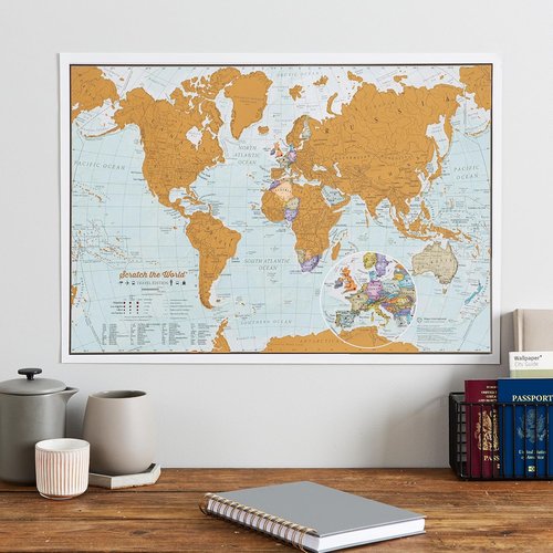 Maps International - Scratch The World Travel Map | Frameable 11 x 17 in - Updated 2025 with Detailed Borders