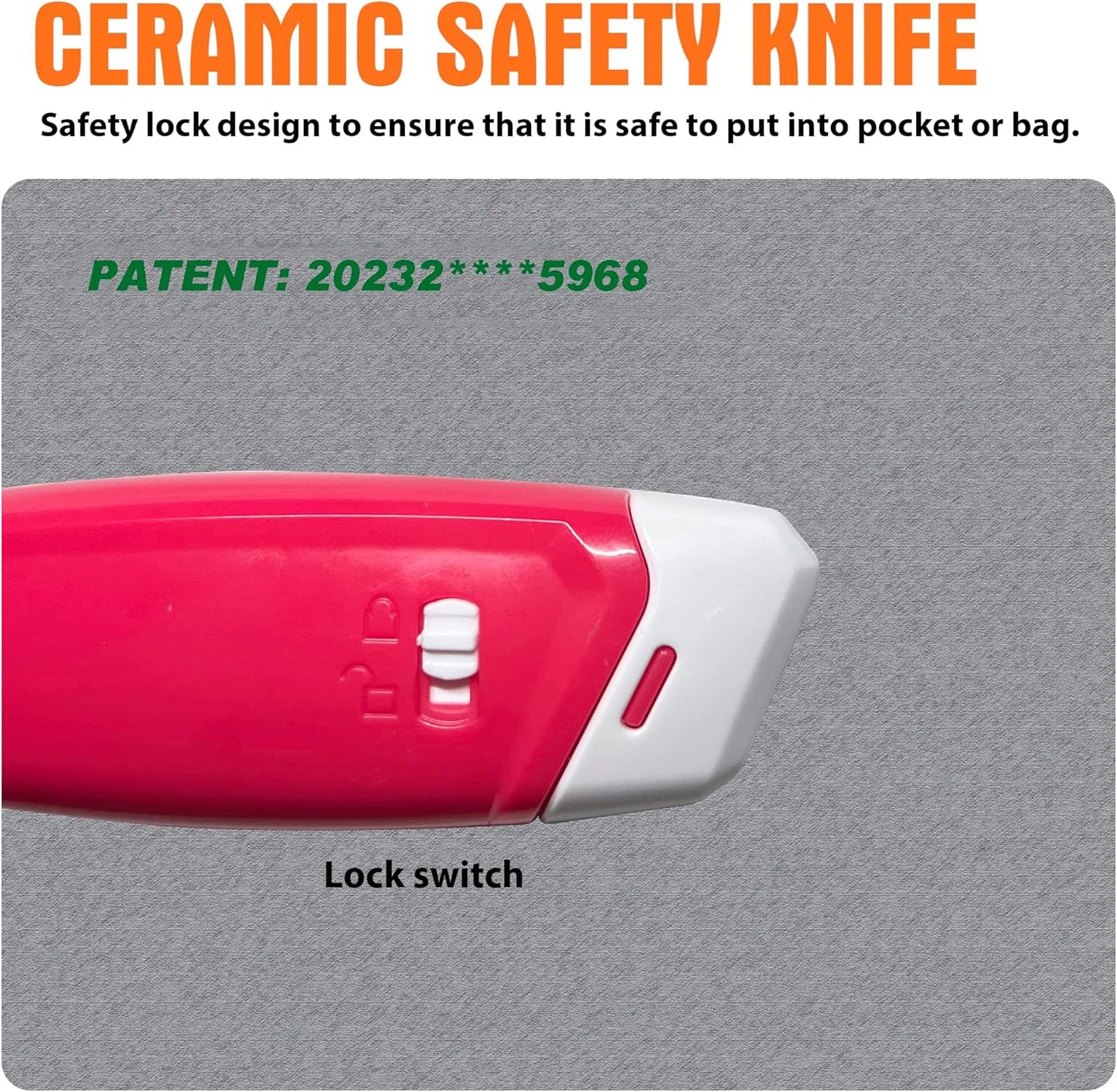 XW Ceramic Safety Box Cutter - Mini Magnetic Pocket Knife with Safety Lock | 4-Pack Set