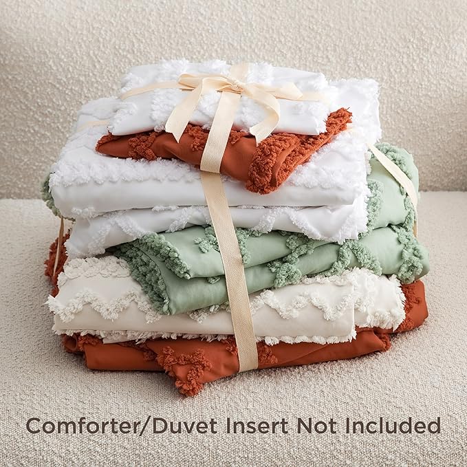 Bedsure Boho Duvet Cover Cal King Size, Soft & Comfortable Elegant Design Boho Bedding for Decoration, Machine Washable Comforter Cover for All Seasons,Includes 1 Duvet Cover & 2 Pillow Shams,White