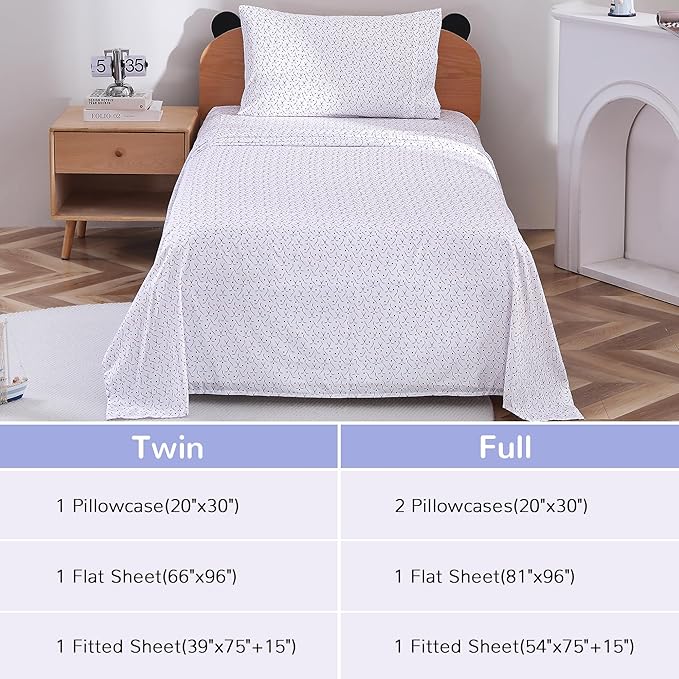 Viviland 3 Pieces Boys Sport Ball Twin Sheet Set - Soft Microfiber Fitted Flat Sheets & Pillowcase - Hockey Bedding Sets - for Kids & Toddlers