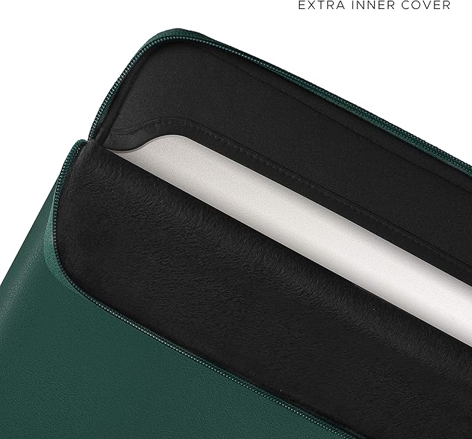 Comfyable Slim Protective Laptop Sleeve 14 Inch Snugly Compatible with MacBook Pro 14-inch M5 M4 M3 M2 M1 Pro/Max 2025, PU Leather Bag Waterproof Cover Notebook Computer Case for Mac, Green