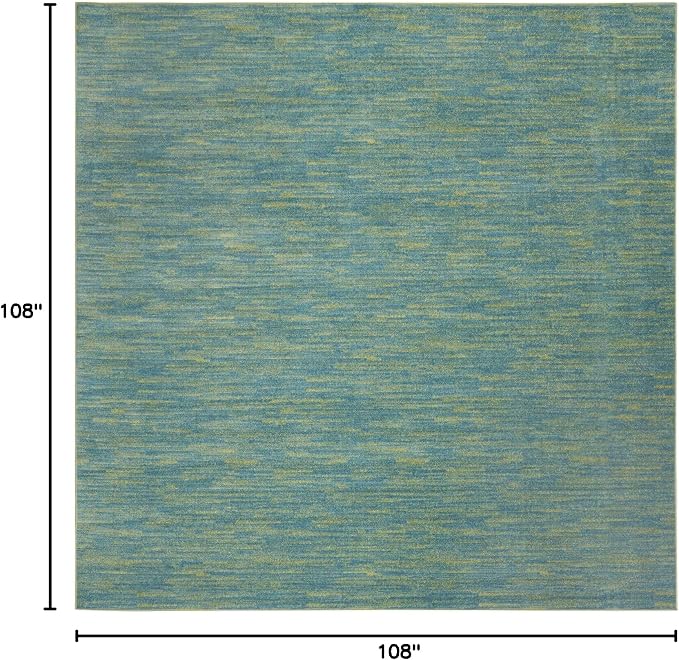 Nourison Home Nourison Essentials Blue Green 9' x Square Area Rug - Easy Clean, Non Shedding, Bed Room, Living Room, Dining Room, Kitchen (9' x Square)
