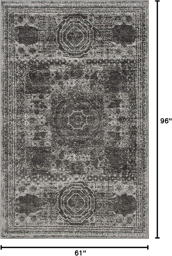 Unique Loom Bromley Collection Area Rug - Wells (5' 1" x 8' Rectangle, Dark Gray/ Gray)
